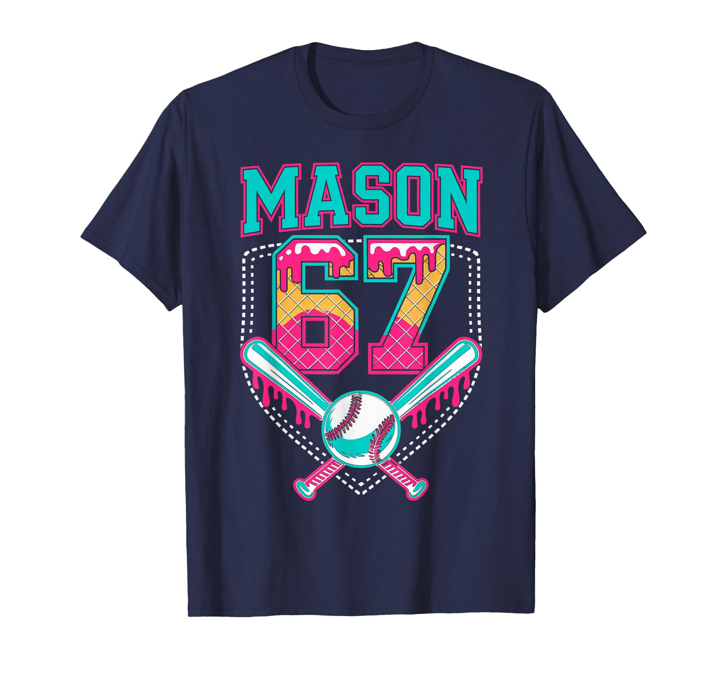 Trendy Mason 67 Mem Ice Cream Drip Baseball Birthday Costume T-Shirt