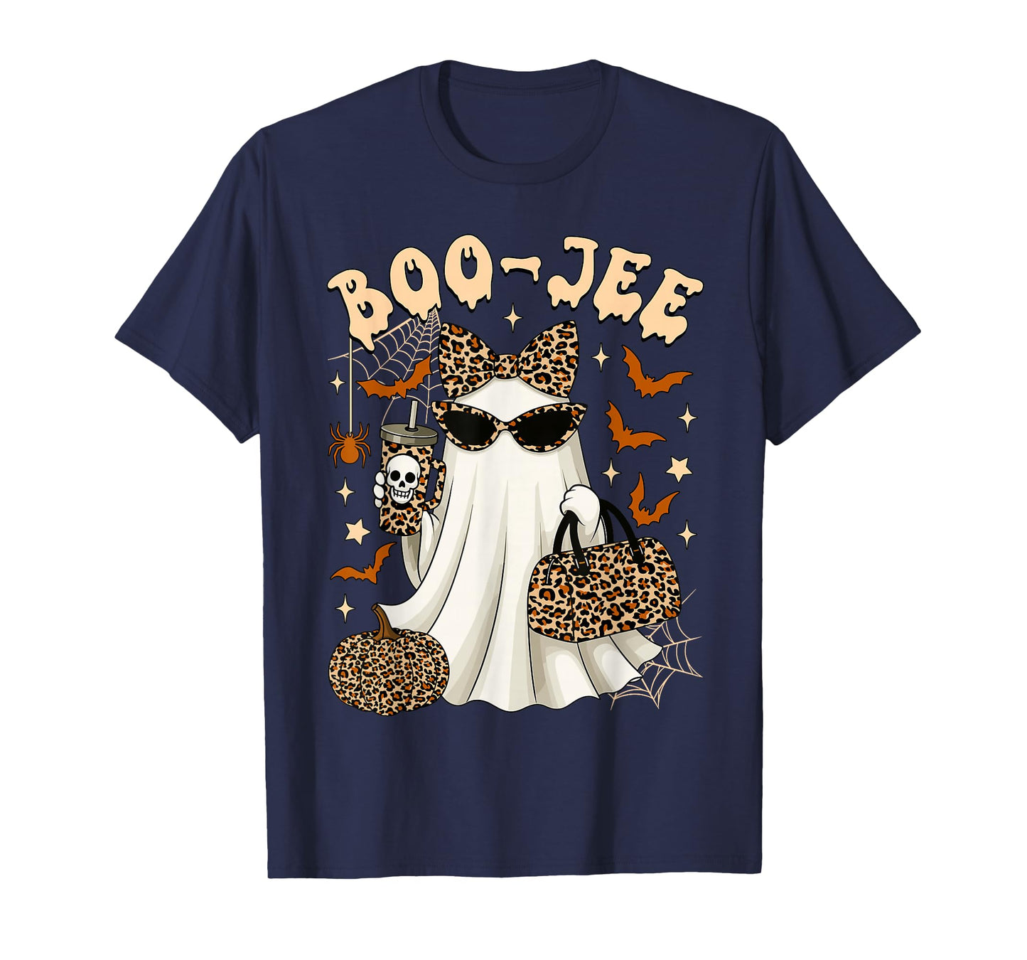 Boo JEE Coquette Leopard Ghost Coffee Halloween Boujee Ghost T-Shirt