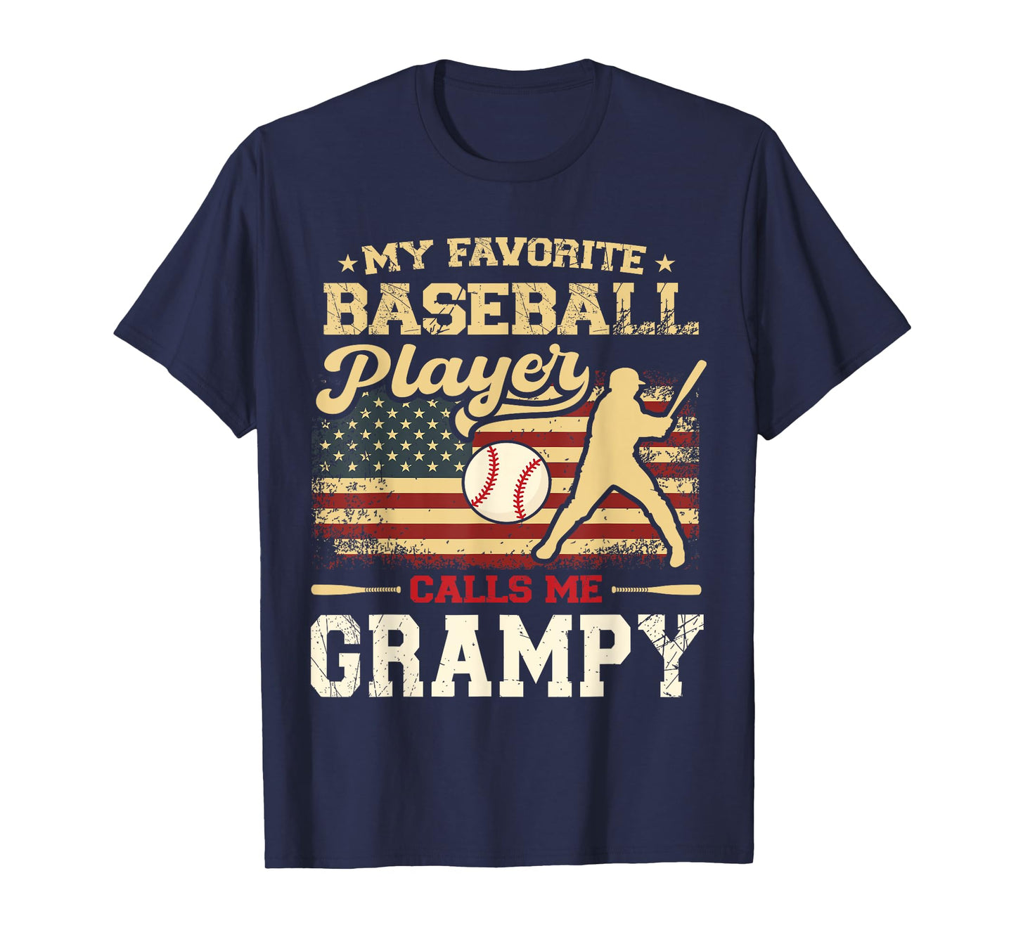 My Favorite Baseball Player Calls Me Grampy US Flag T-Shirt