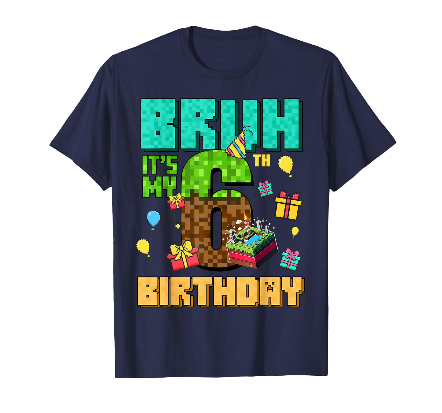 Vintage Bruh Its My 6th Birthday Game Gift for Boy Girl Kid T-Shirt