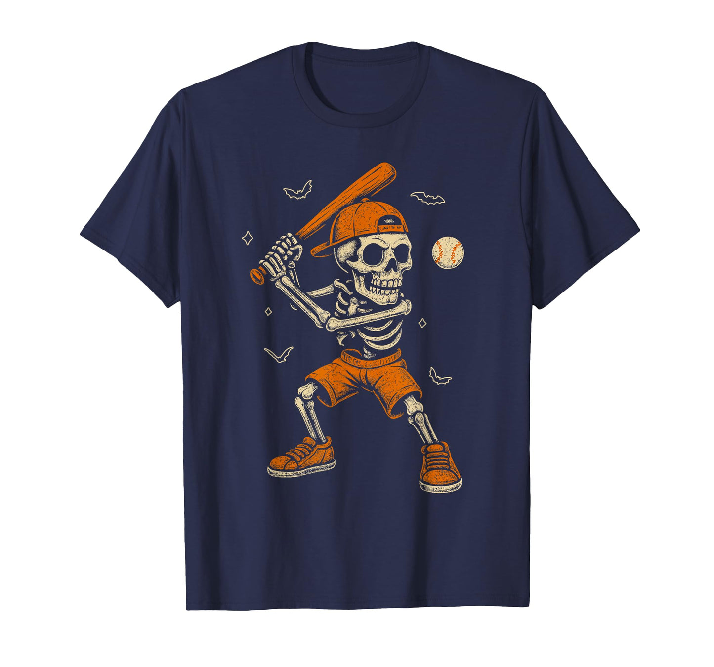 Skeleton Baseball Player Funny Costume Halloween Men Boys T-Shirt