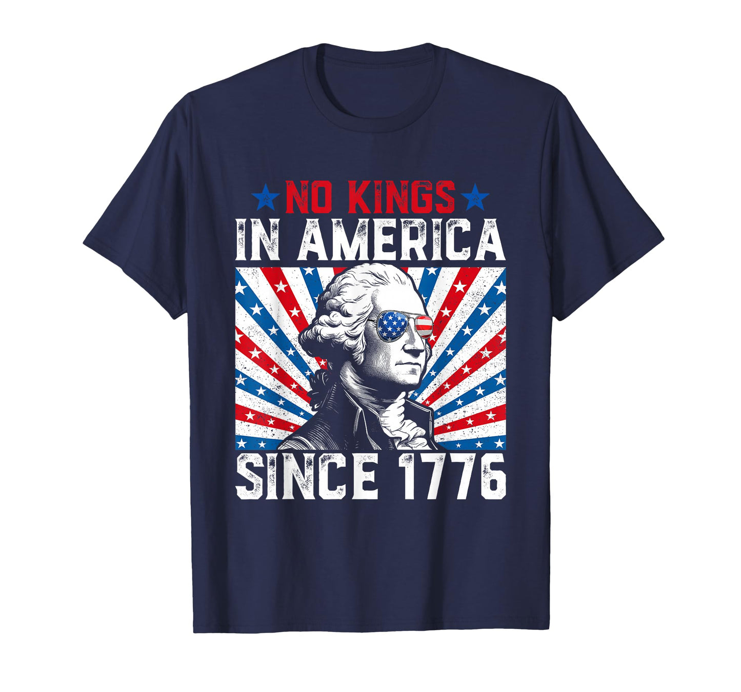 No Kings in America Since 1776 Distressed USA Flag Vintage T-Shirt