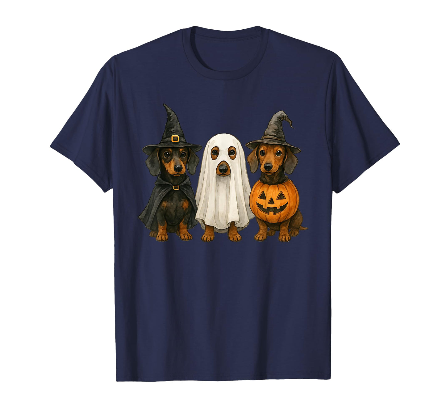 Dachshund Halloween Wiener Dog Pumpkin Weenie Witch Ghost T-Shirt