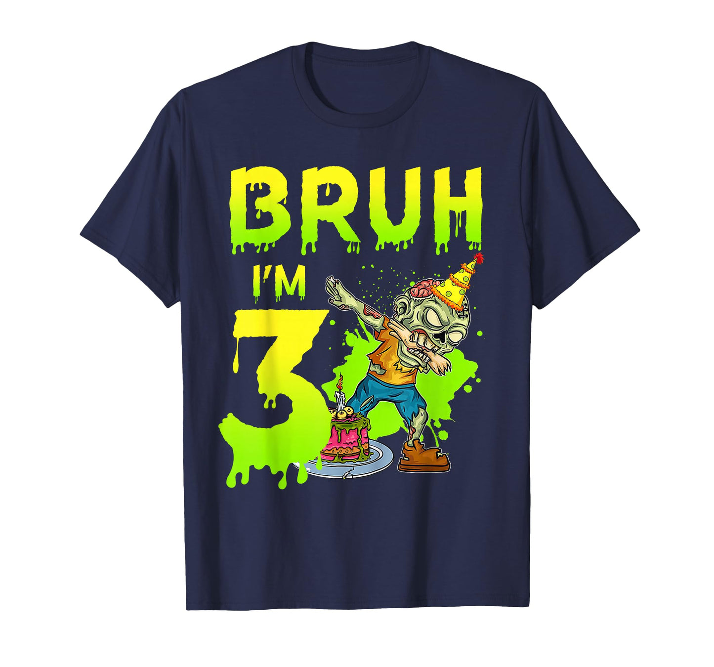Bruh I'm 3rd Birthday Zombie Lover 3 Years Old Boys T-Shirt