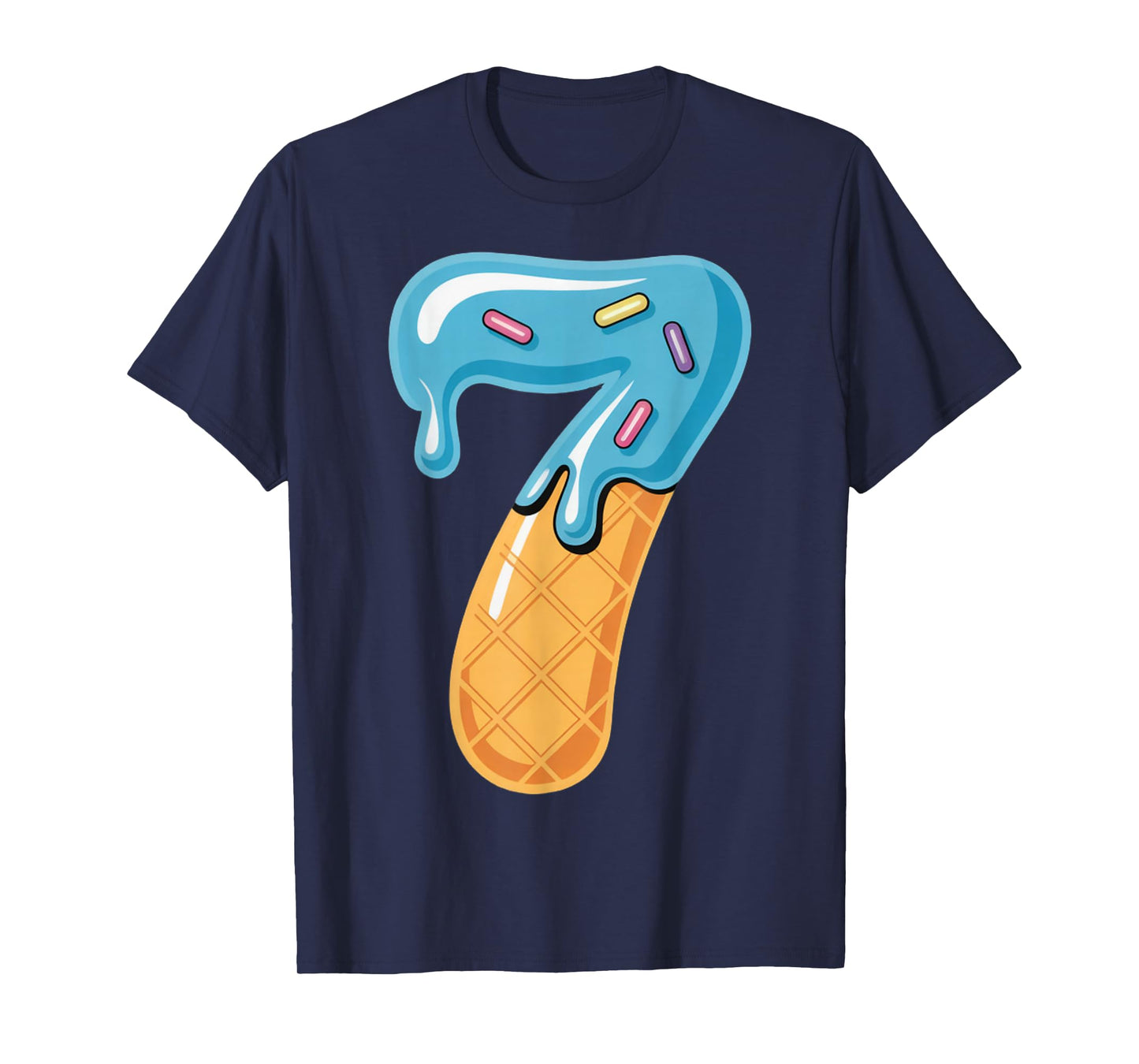 Ice Cream Drip Sports Cool Meme 7 Funny Number Matching T-Shirt