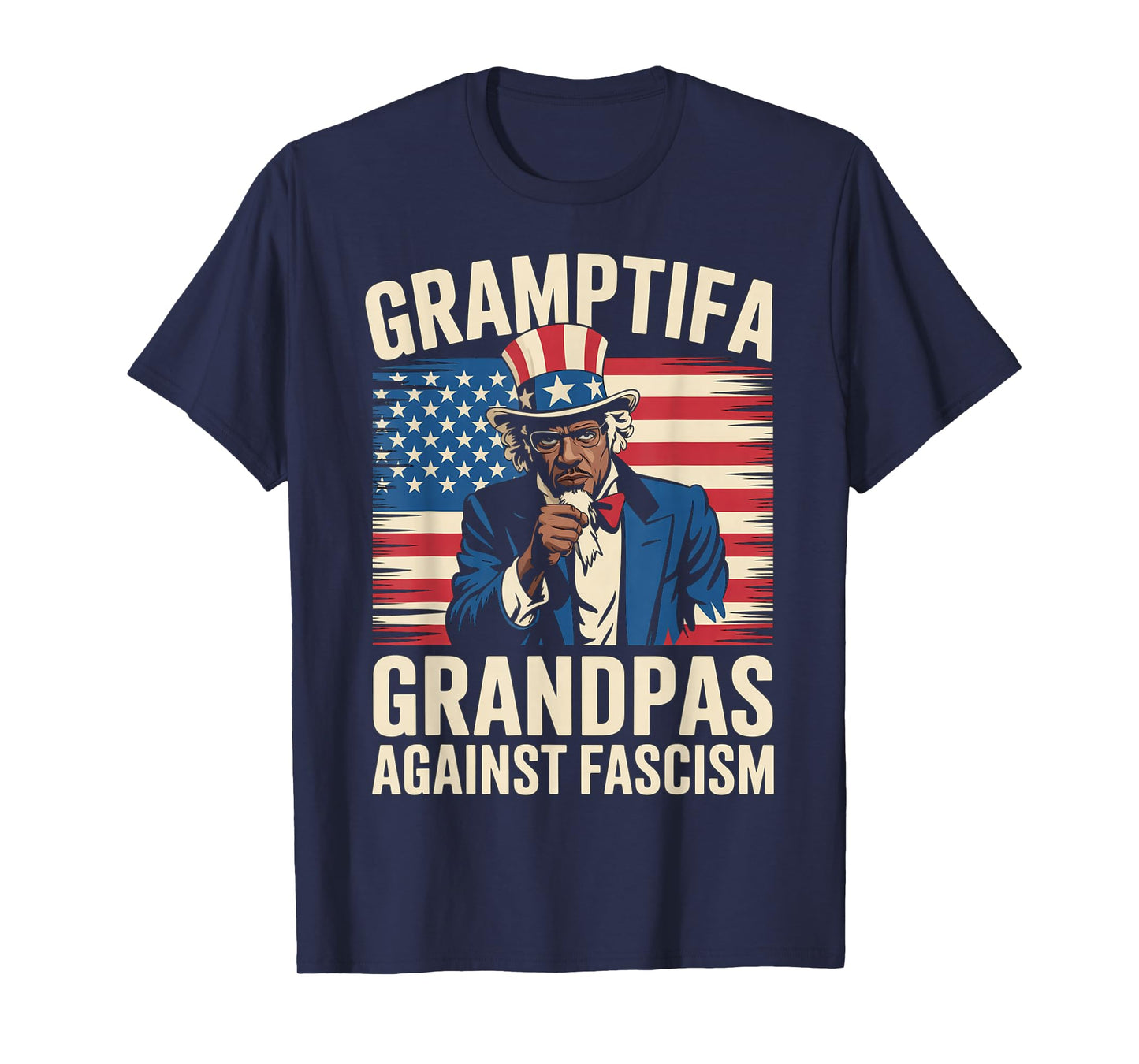 Gramptifa Black Grandpa Against Fascism Flag Resist No Kings T-Shirt