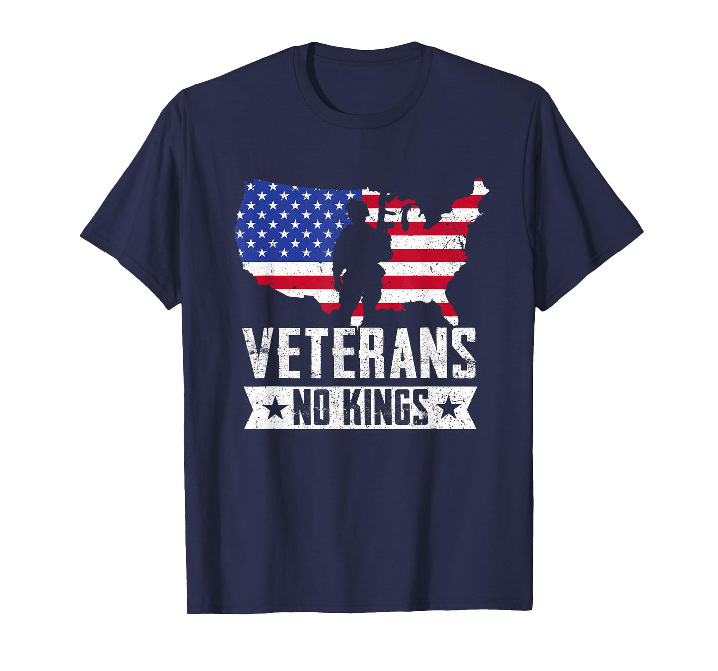 Veterans No Kings Vintage Military America Flag Veterans Day T-Shirt