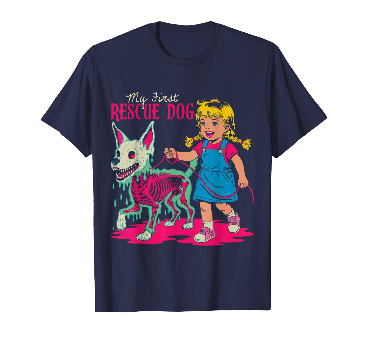 My First Rescue Dog Halloween Creepy Zombie Skeleton T-Shirt