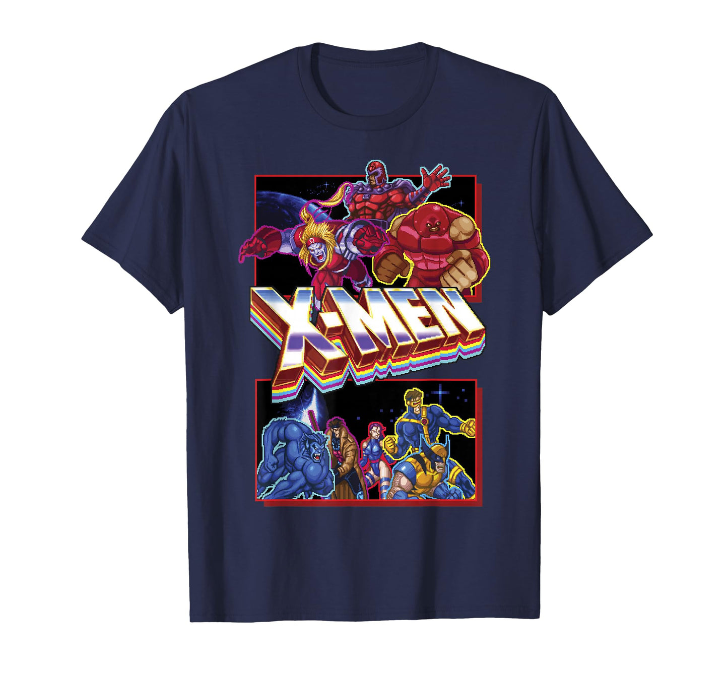 Marvel X-Men Classic Retro Video Game Logo Panels T-Shirt