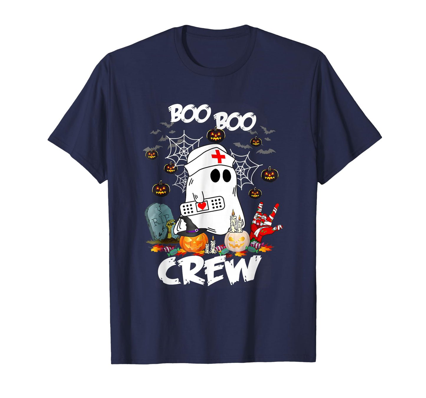 Boo Boo Crew Ghost Nurse Retro Halloween Nursing T-Shirt