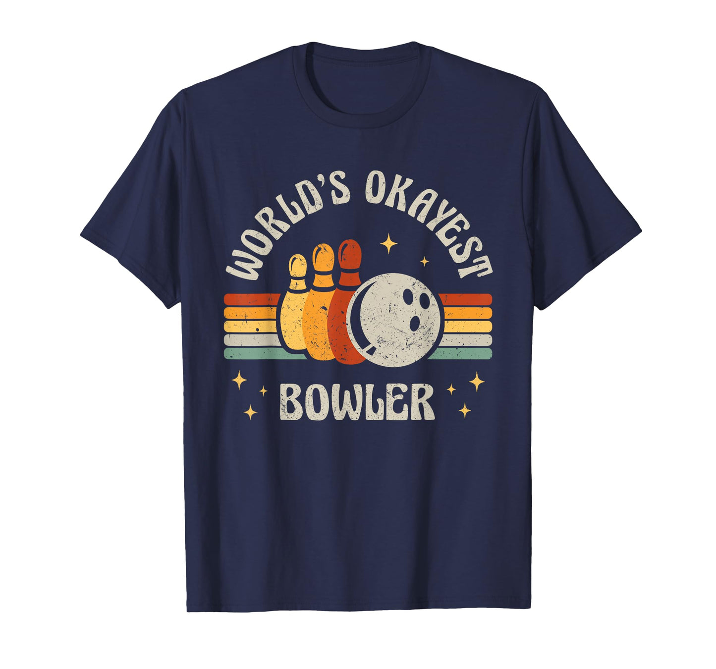 Funny Retro Bowling World's Okayest Bowler Vintage Bowler T-Shirt