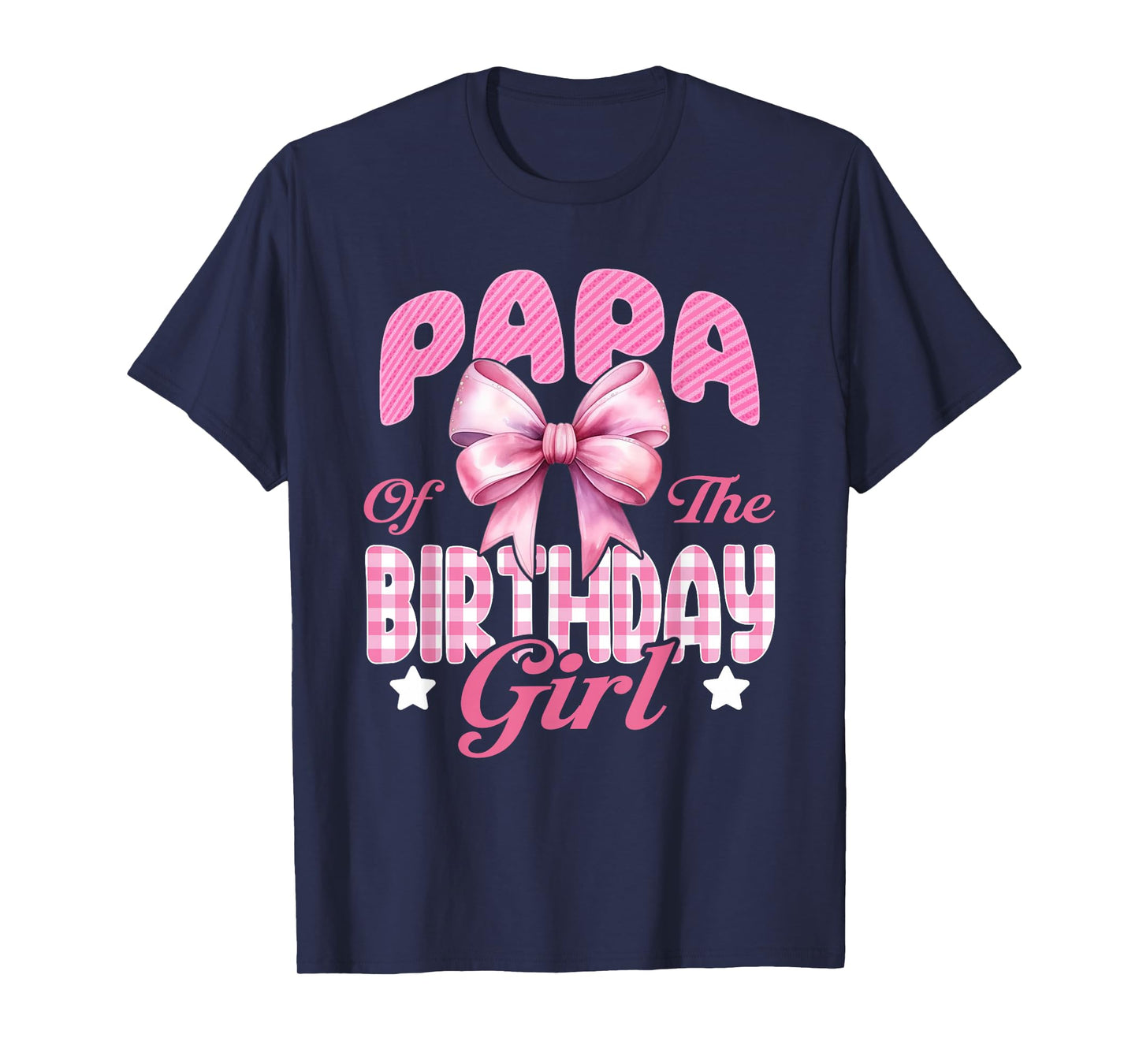 Papa of The Birthday Girl Family Pink Coquette Bow T-Shirt