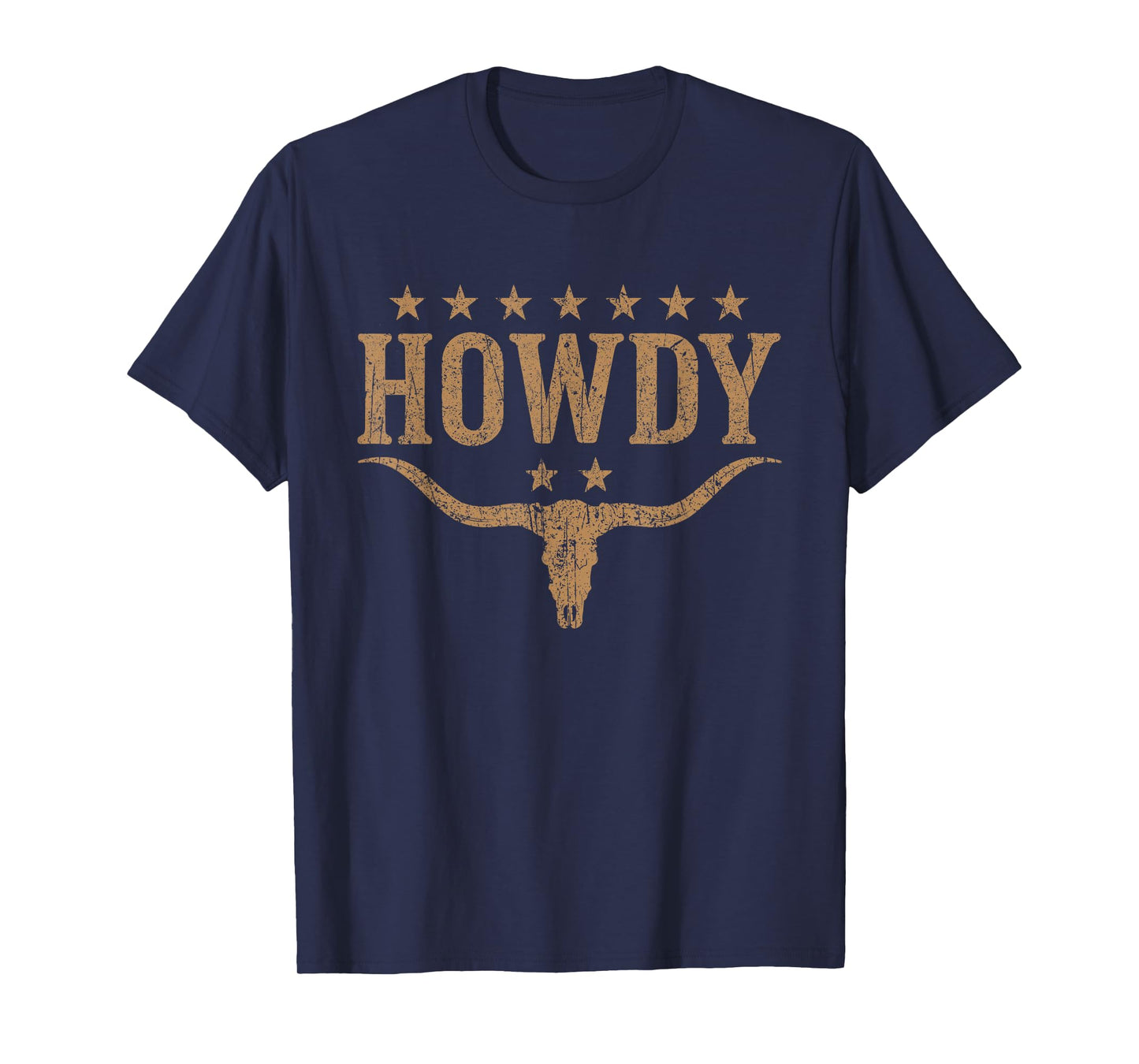 Long Horns Bull Skull Cowboy Cowgirl Western Country Howdy T-Shirt