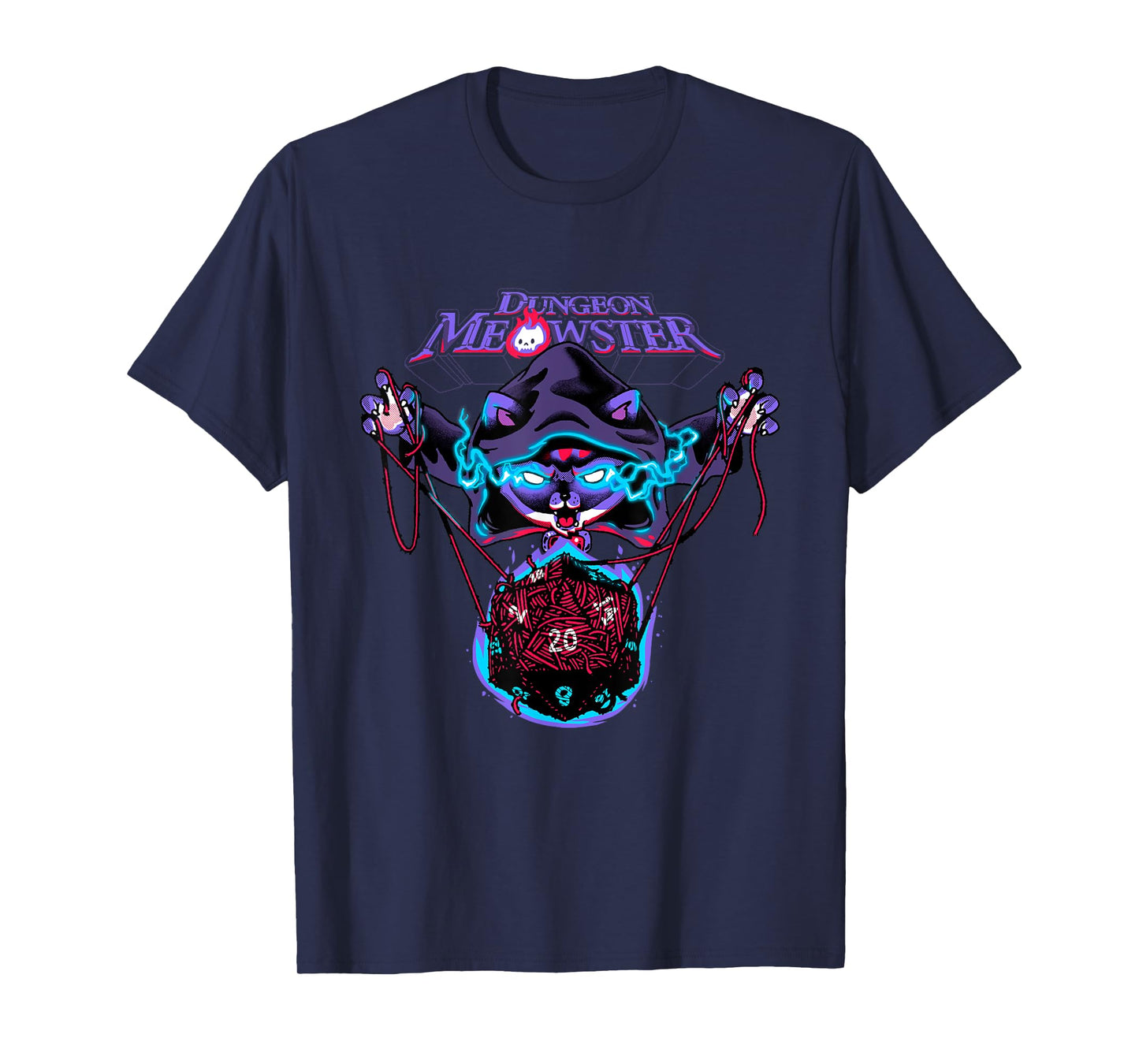 Dungeon Meowster Funny Nerdy Gamer Cat D20 Tabletop RPG T-Shirt
