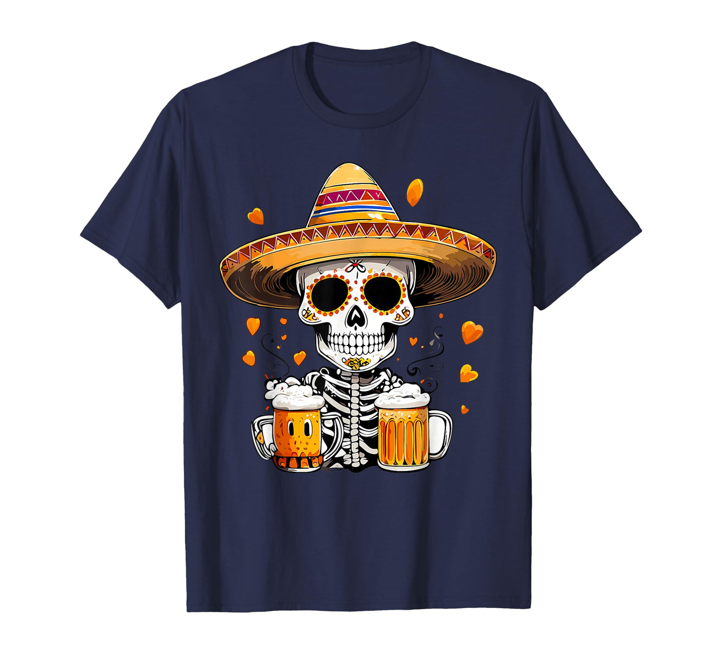 Skeleton Halloween Dia de Los Muertos Skeleton with Beer T-Shirt