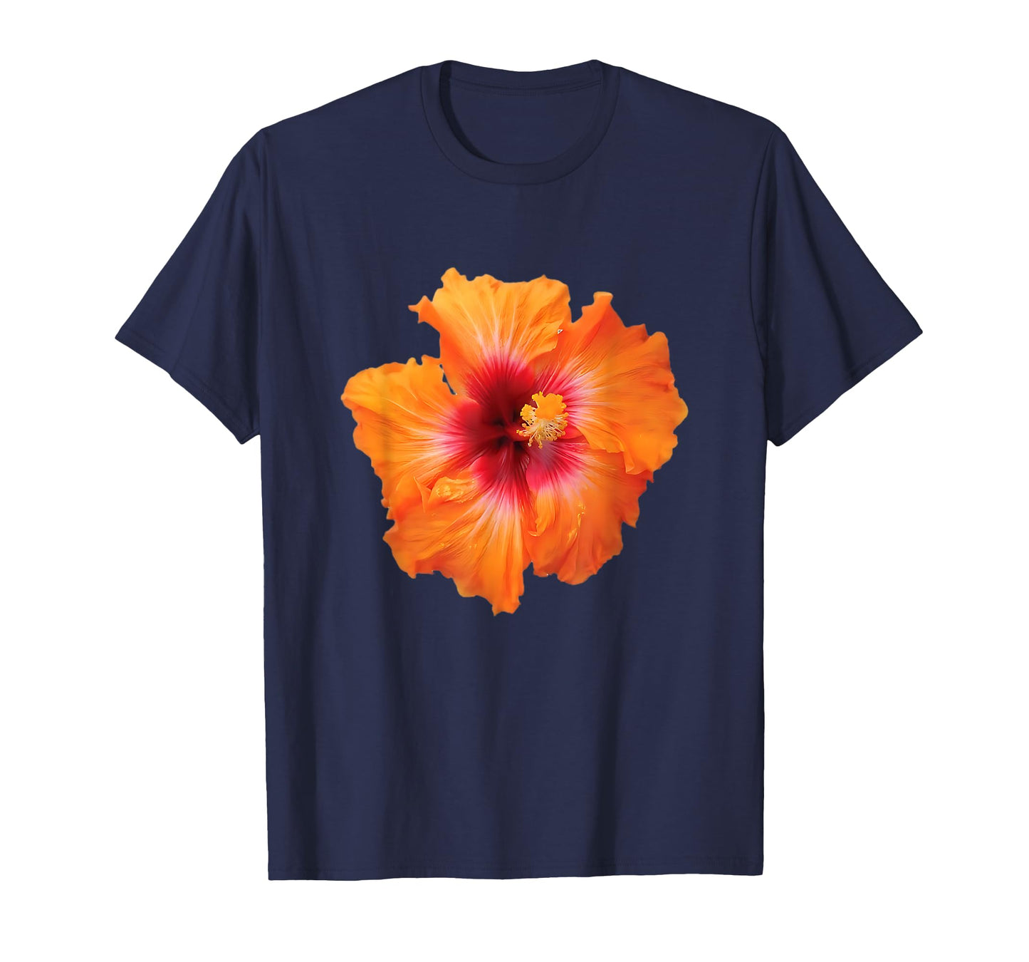 Y2K Retro Graphic Floral Flower Orange Hibiscus Hawaiian T-Shirt