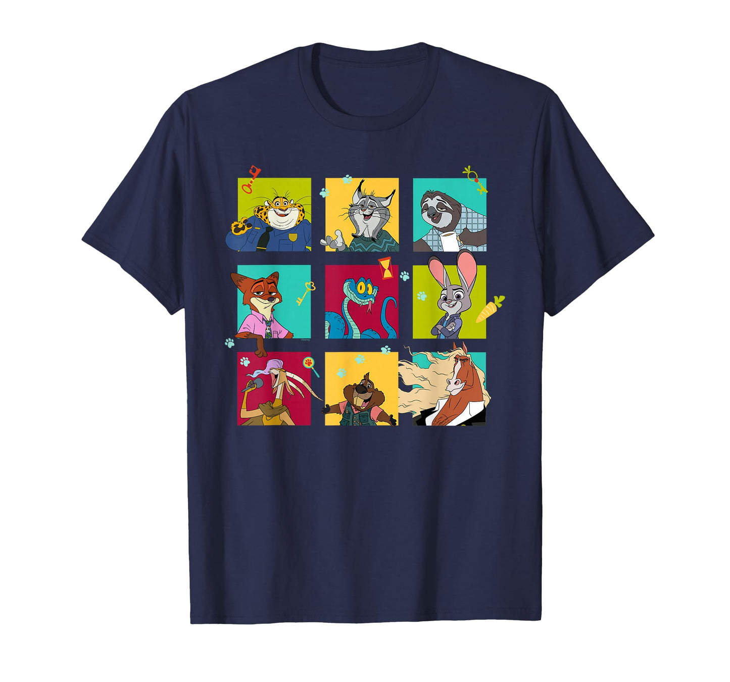 Disney Zootopia 2 Illustrated Characters Grid T-Shirt