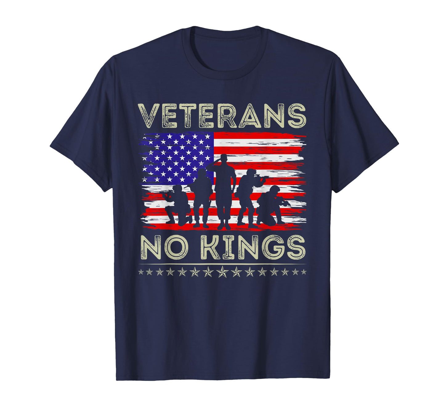 No Kings Veterans Patriotic American Flag Veterans Day Retro T-Shirt
