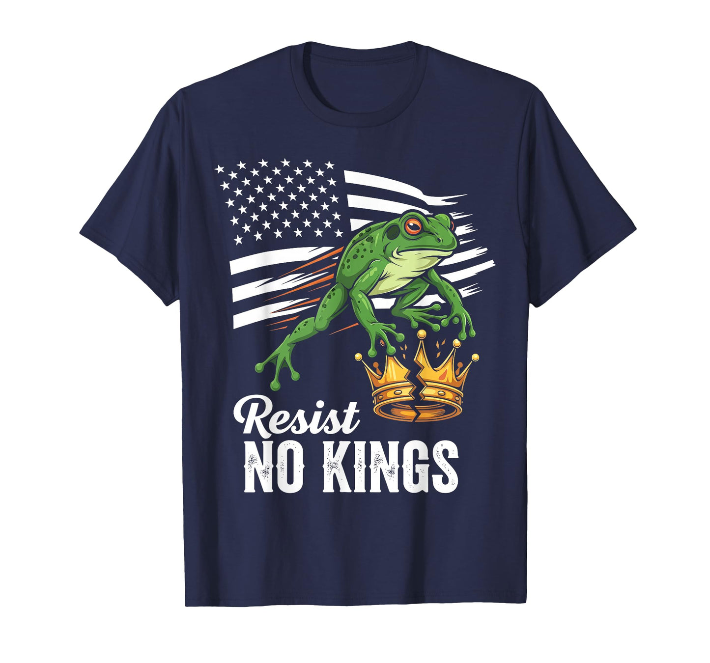 Resist No Kings USA Flag Frog Patriot Political Protest T-Shirt