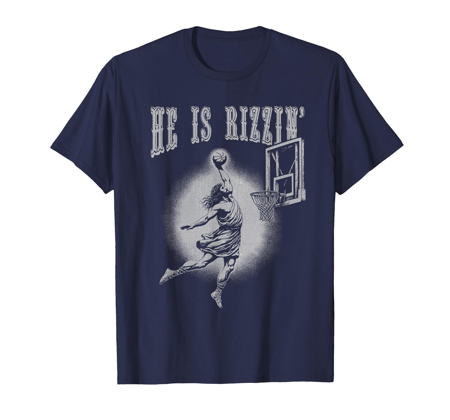 Rizzin Christian Easter Graphic Jesus Playing Basketball T-Shirt