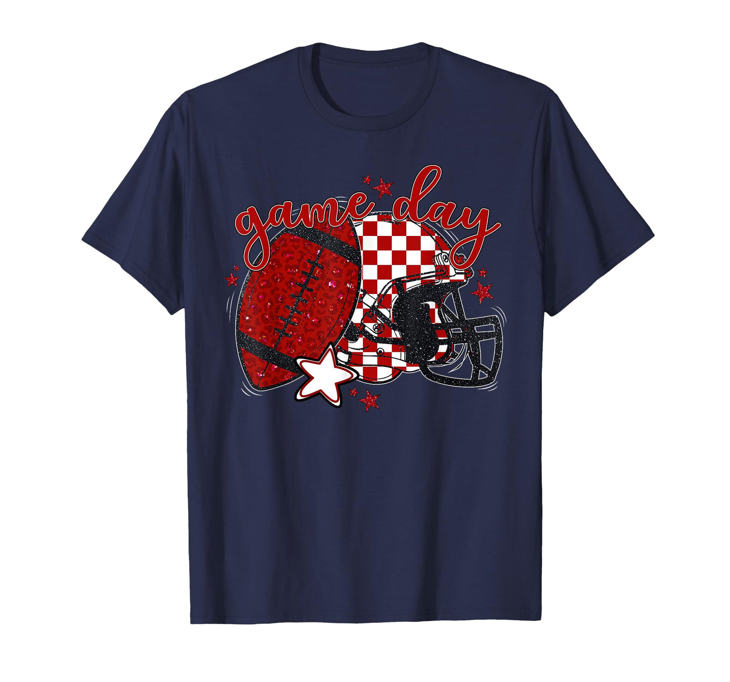 Red Leopard Game Day Football Touchdown Season Men Boys T-Shirt