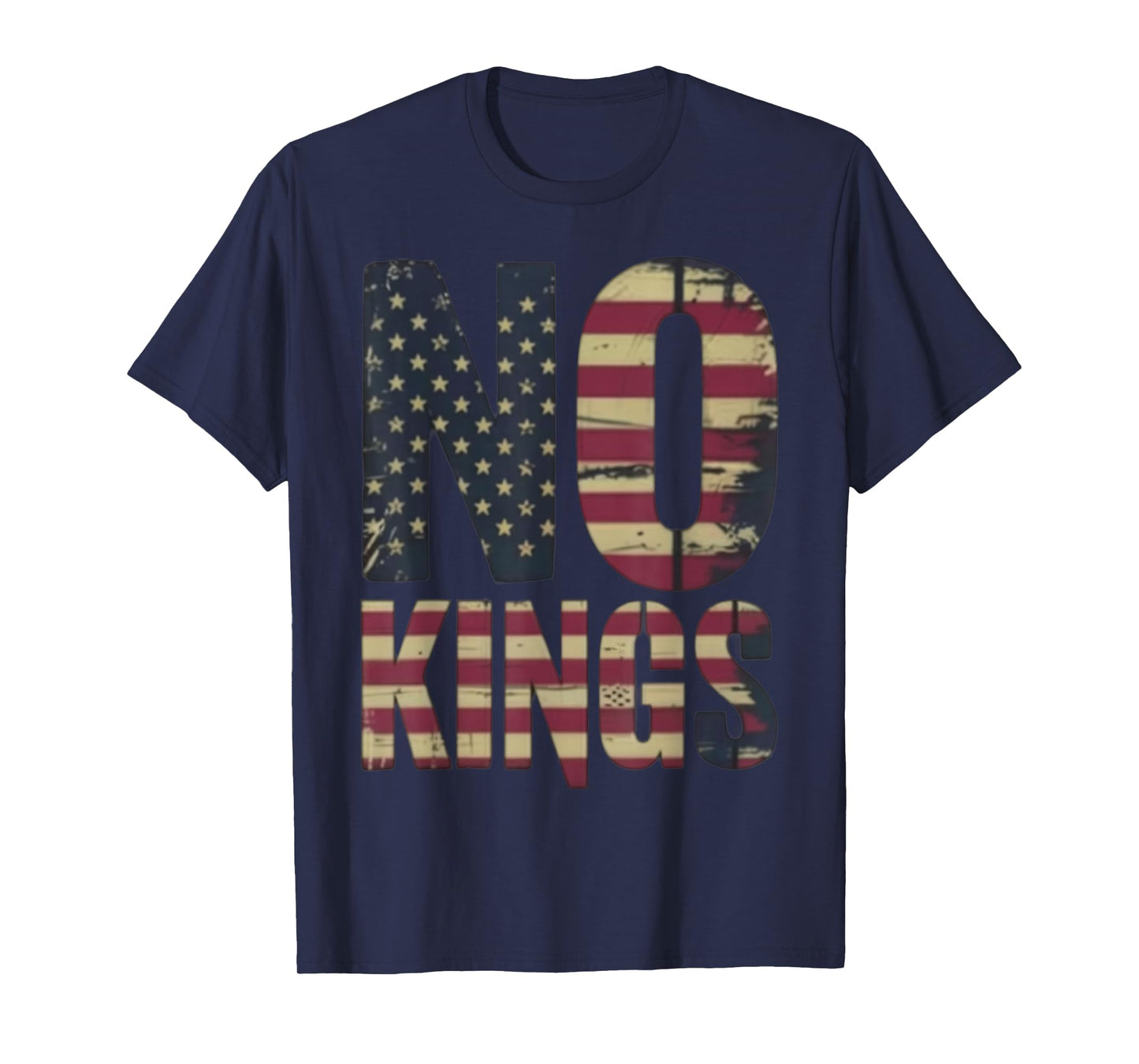 American Flag Upside Down Distress No Kings T-Shirt
