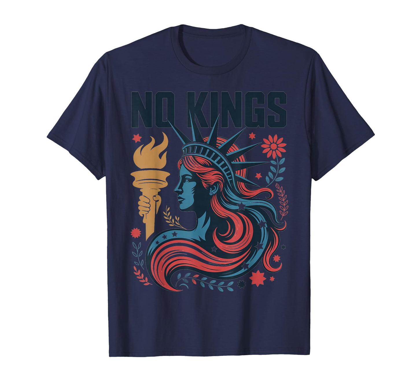 No Kings Retro Patriotic Woman Liberty Art Design T-Shirt