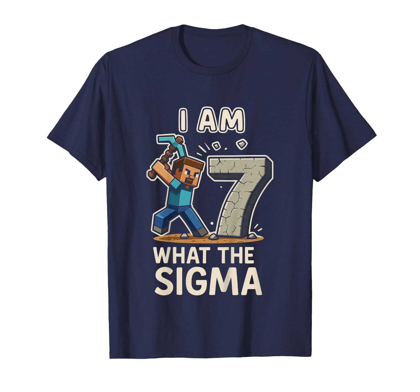 Kids Kids 7 Years Old Sigma Pixel Art Mining Gamer Birthday T-Shirt