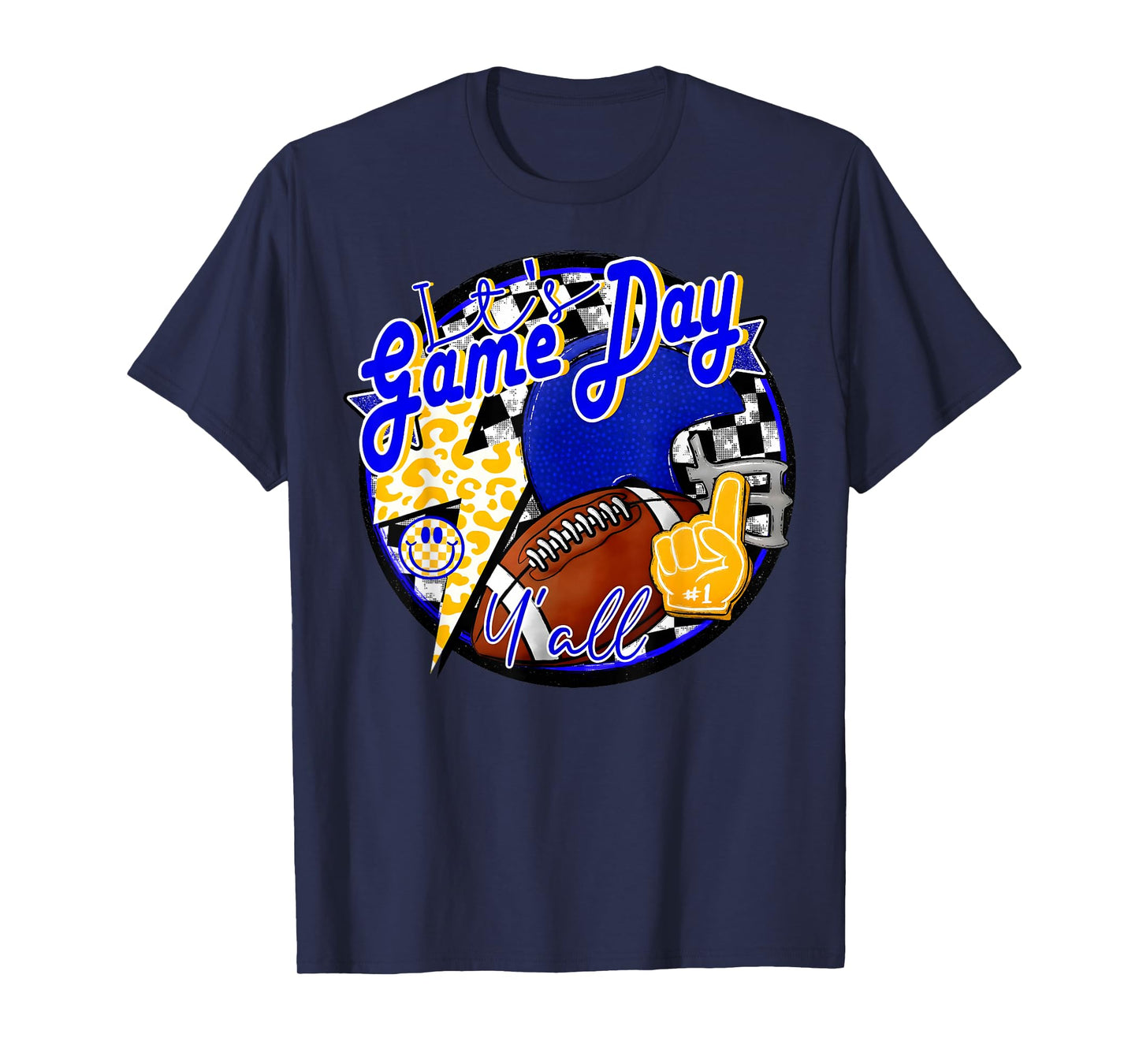 It's Game Day Y'all Retro Football Team Spirit Blue & Gold T-Shirt
