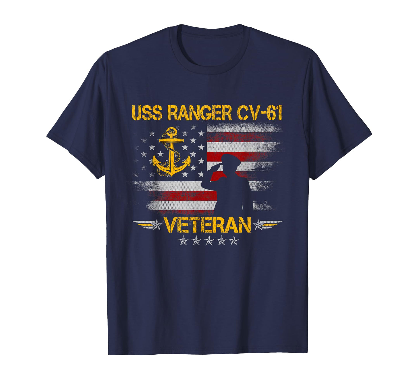 USS Ranger CV-61 Aircraft Carrier Veteran Flag Veterans Day T-Shirt
