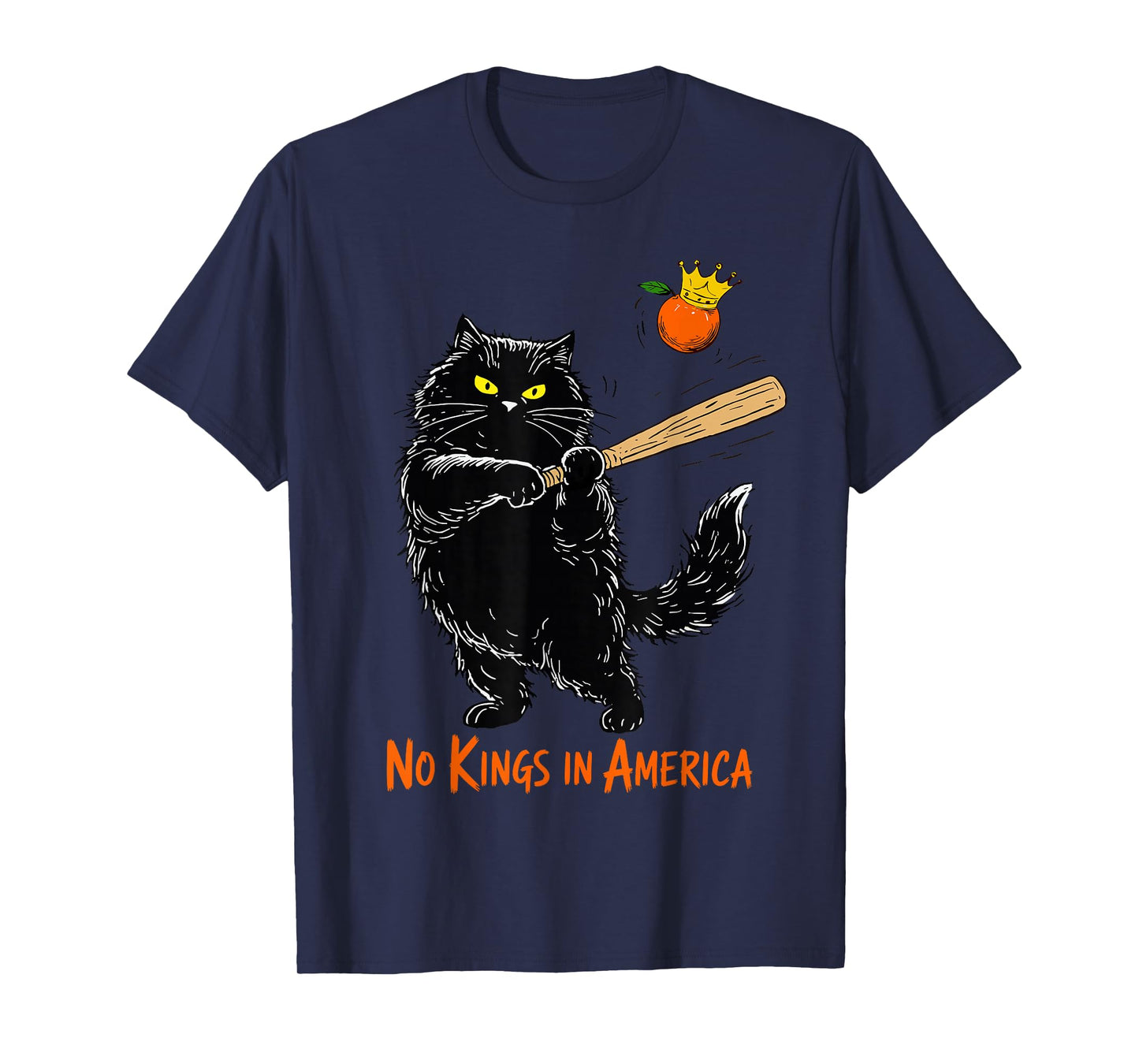 Cat Baseball No Kings In America Protest Fight Oligarchy T-Shirt