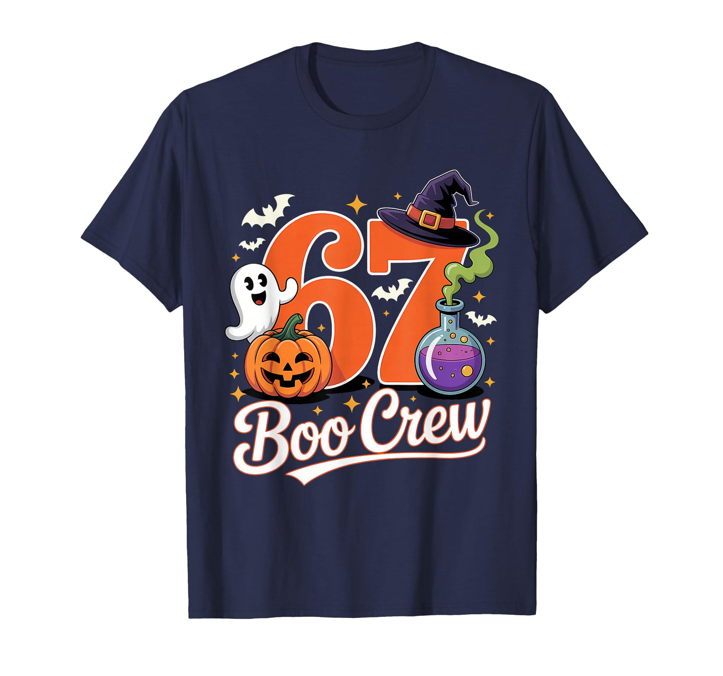 67 Boo Crew Funny Halloween Ghost Witch Pumpkin Spooky Squad T-Shirt