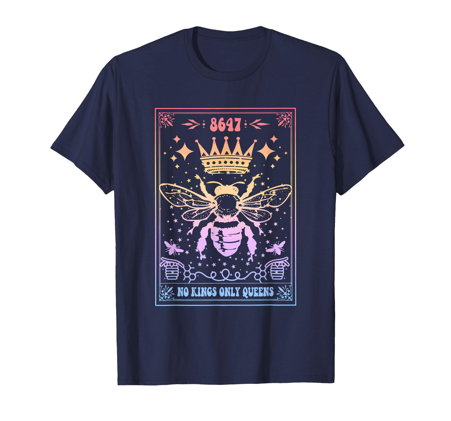 8647 No Kings Only Queens Bee Queen Design T-Shirt
