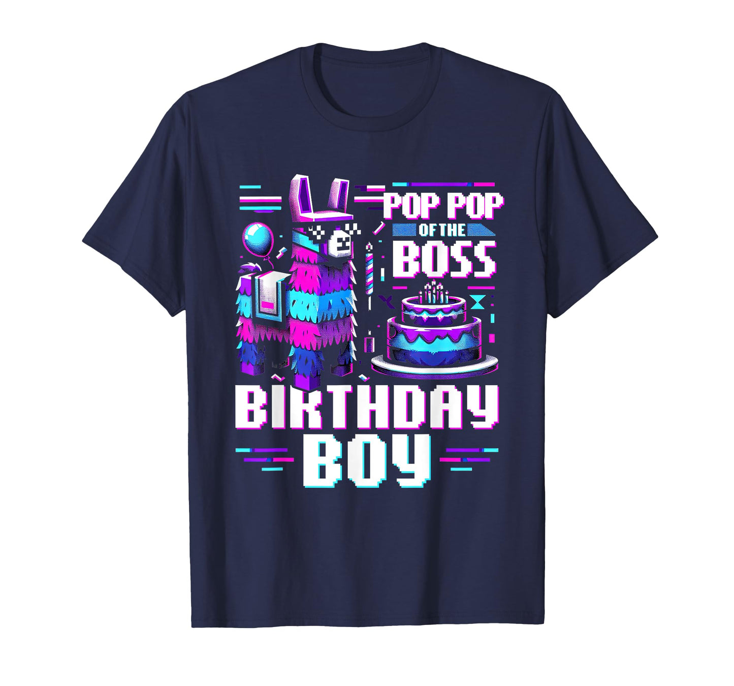 Pop Pop Of The Boss Llama Birthday Boy Gift For Gamers T-Shirt