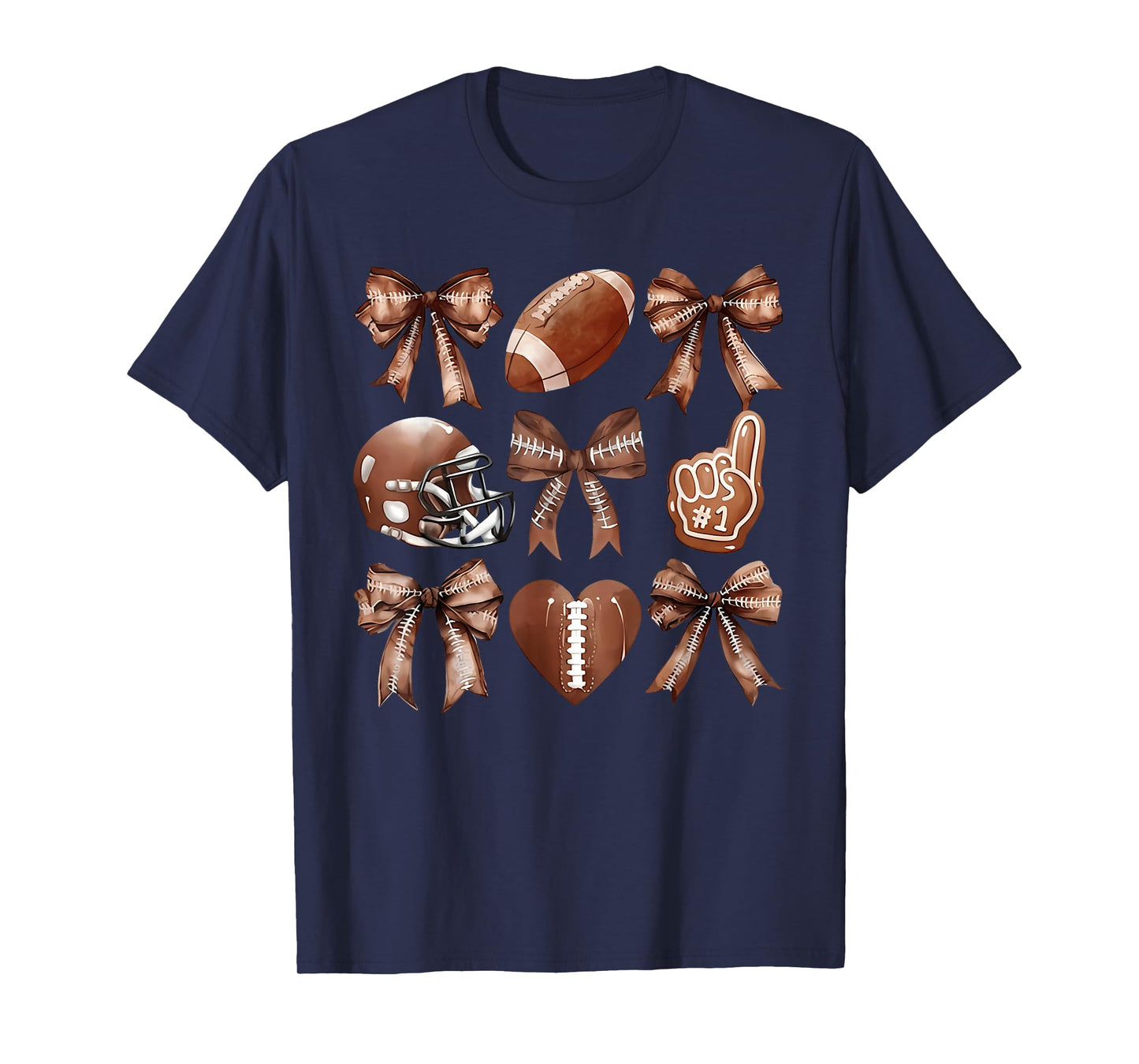 Coquette Bow Football Game Day for Football Mom Sister Teens T-Shirt
