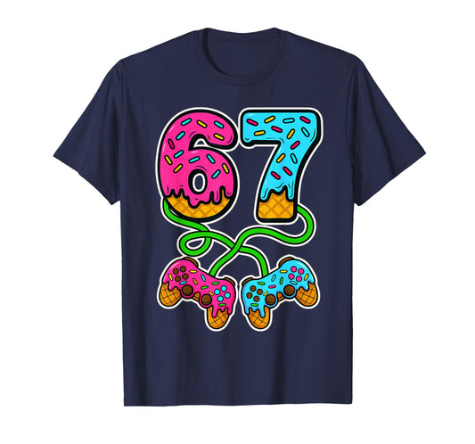 67 Ice Cream Drip Meme Gamer Six Seven Gen Alpha Slang Boys T-Shirt