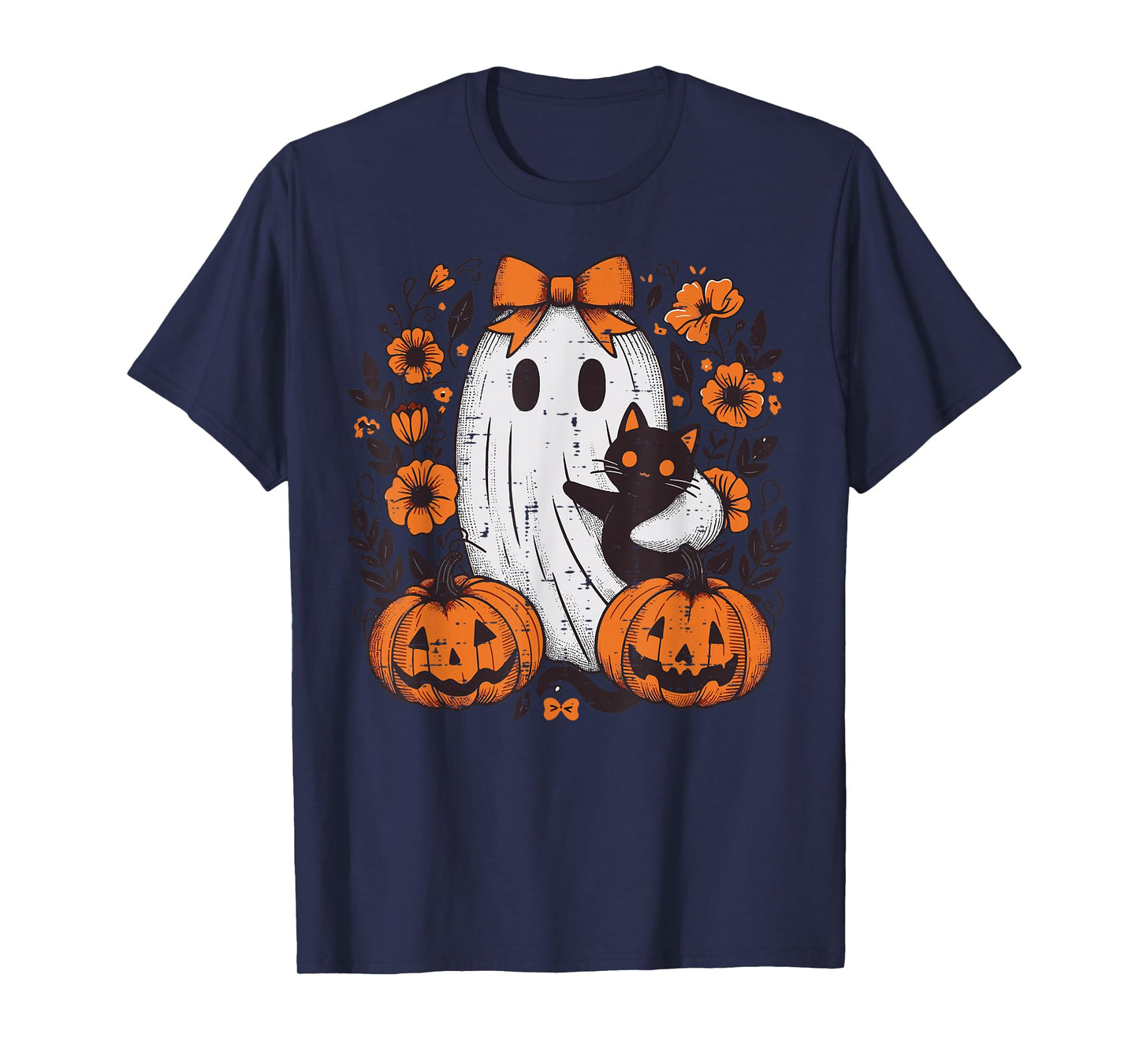 Halloween Ghost Black Cat Fall Season Women Girl Kid Toddler T-Shirt