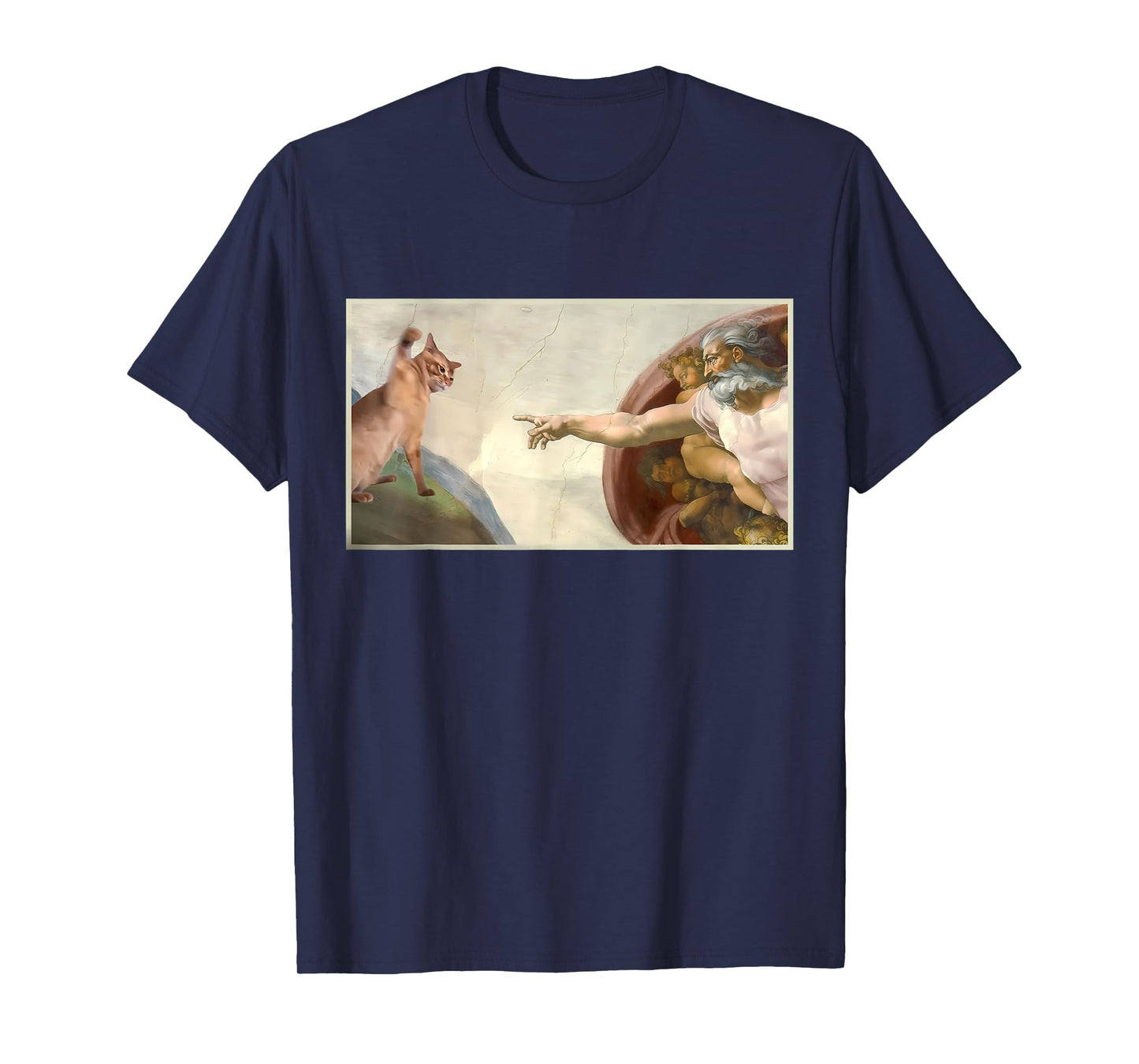 Funny Cat Slap Sarcastic Creation Of Adam Cat Meme Cat Lover T-Shirt