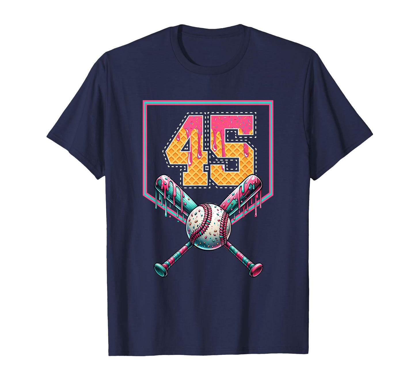 Baseball Drip Number 45 Player Or 45th Birthday T-Shirt