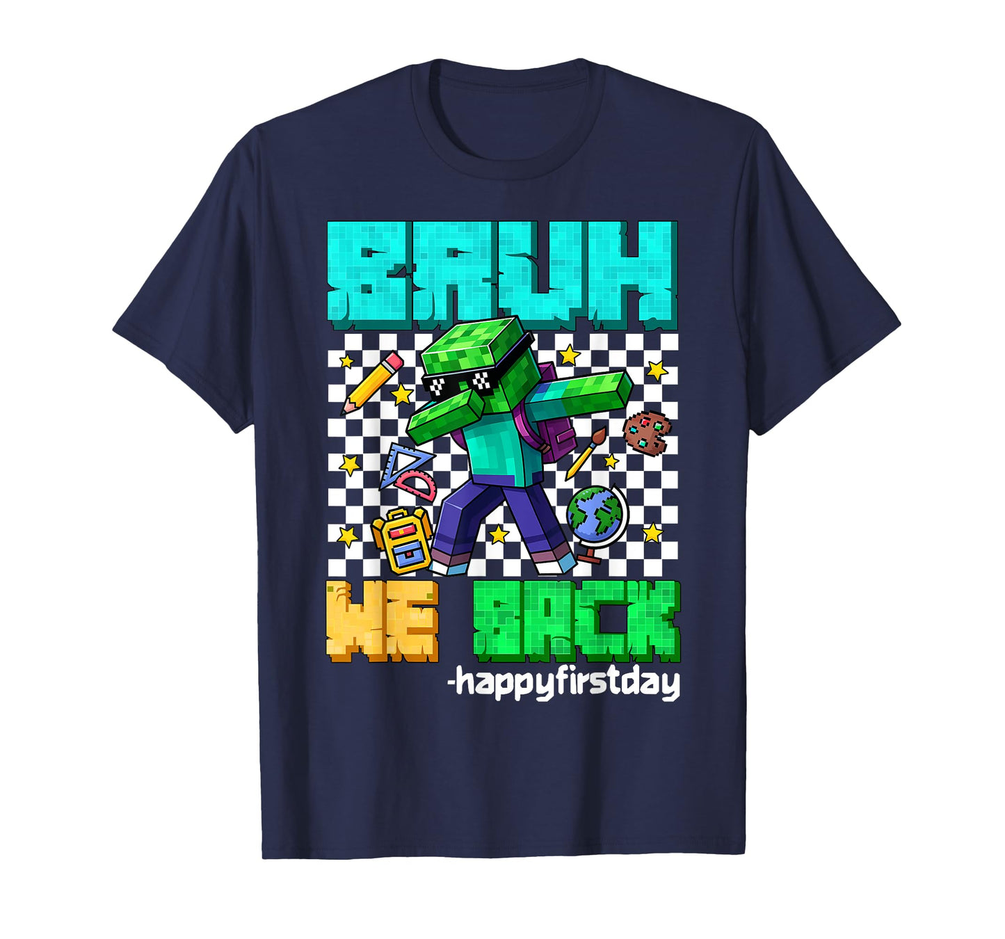 Bruh We Back To School Kids Boy Dabbing Video Game Pixel T-Shirt