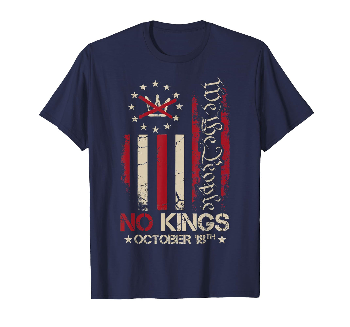 No Kings Day Patriotic America USA Flag Shirt No Kings 2025 T-Shirt