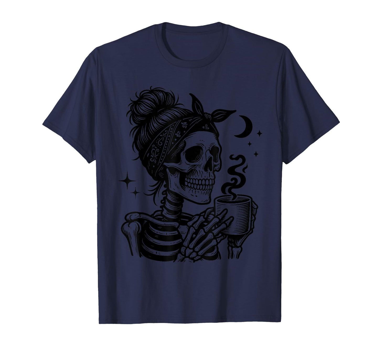 Halloween Skeleton Skull Drinking Coffee Halloween Skull T-Shirt