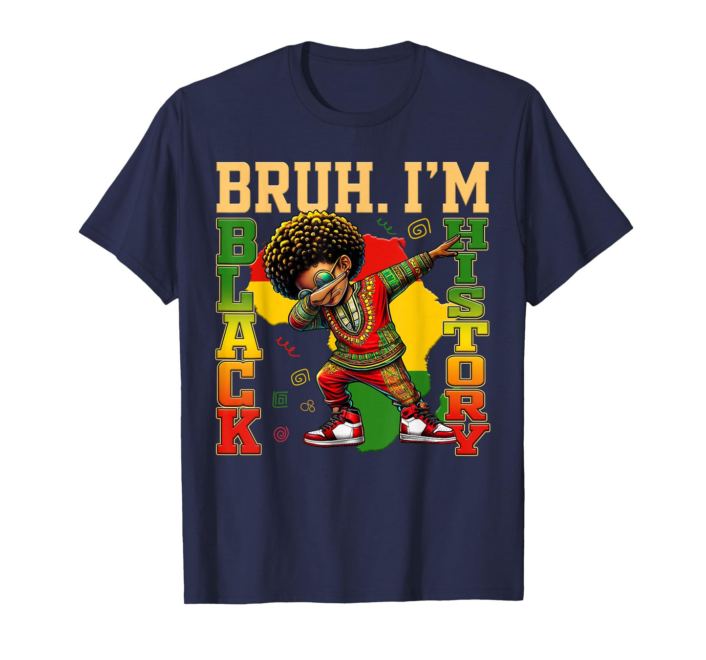 I Am Black History Dabbing Afro Men Boy Black History Month T-Shirt