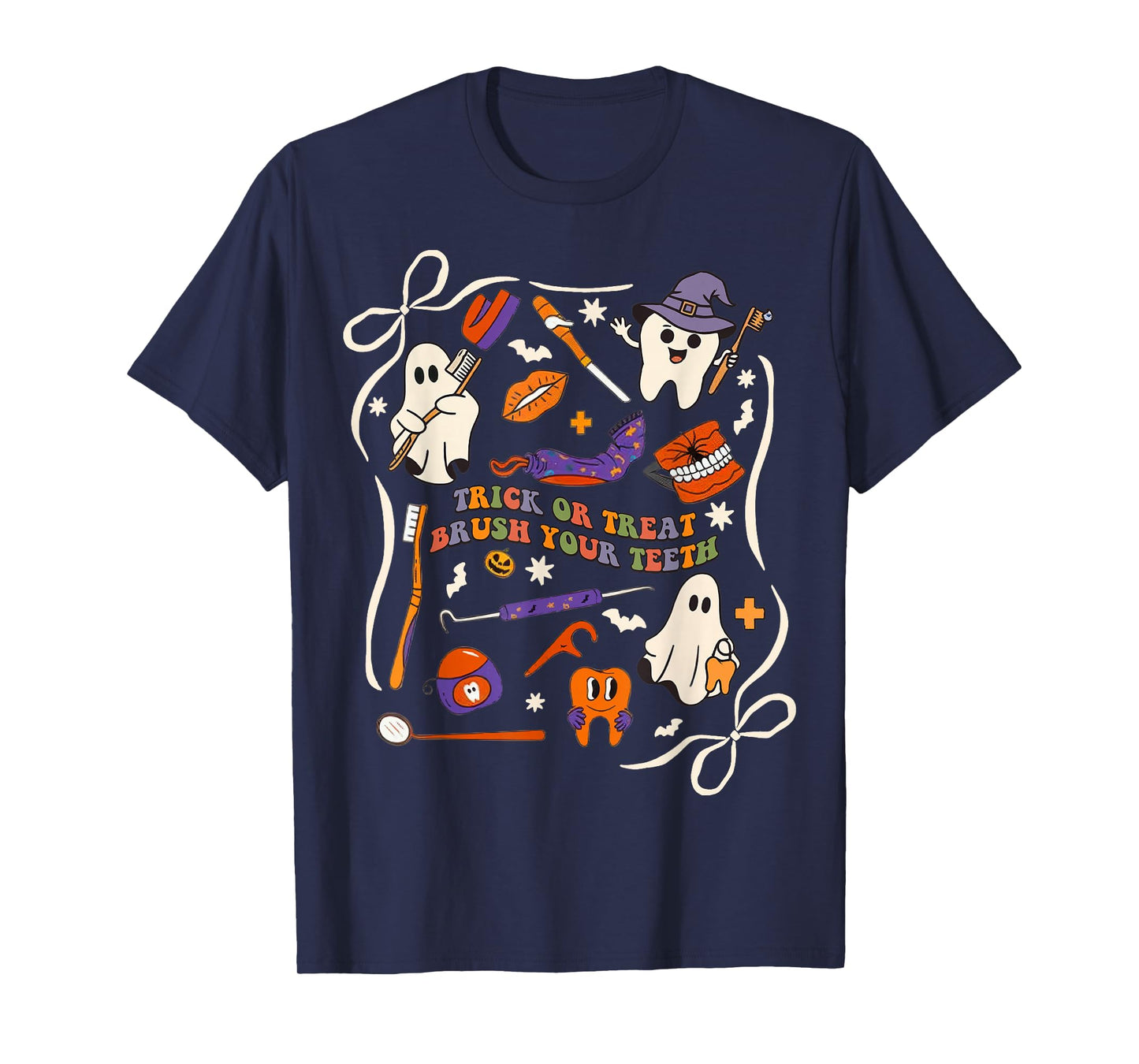 Trick Or Treat Brush Your Teeth Dentist Dental Halloween T-Shirt
