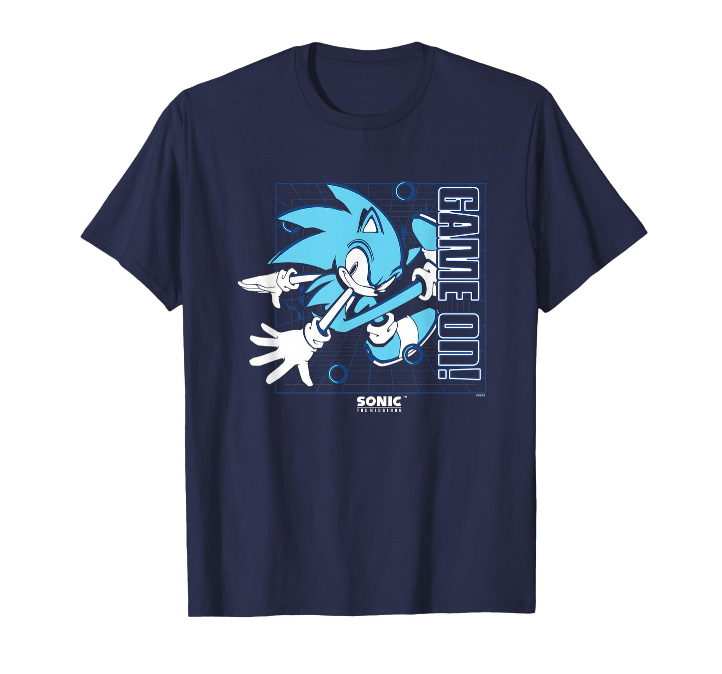Sonic The Hedgehog Game On! Gold Rings Vintage Grid T-Shirt