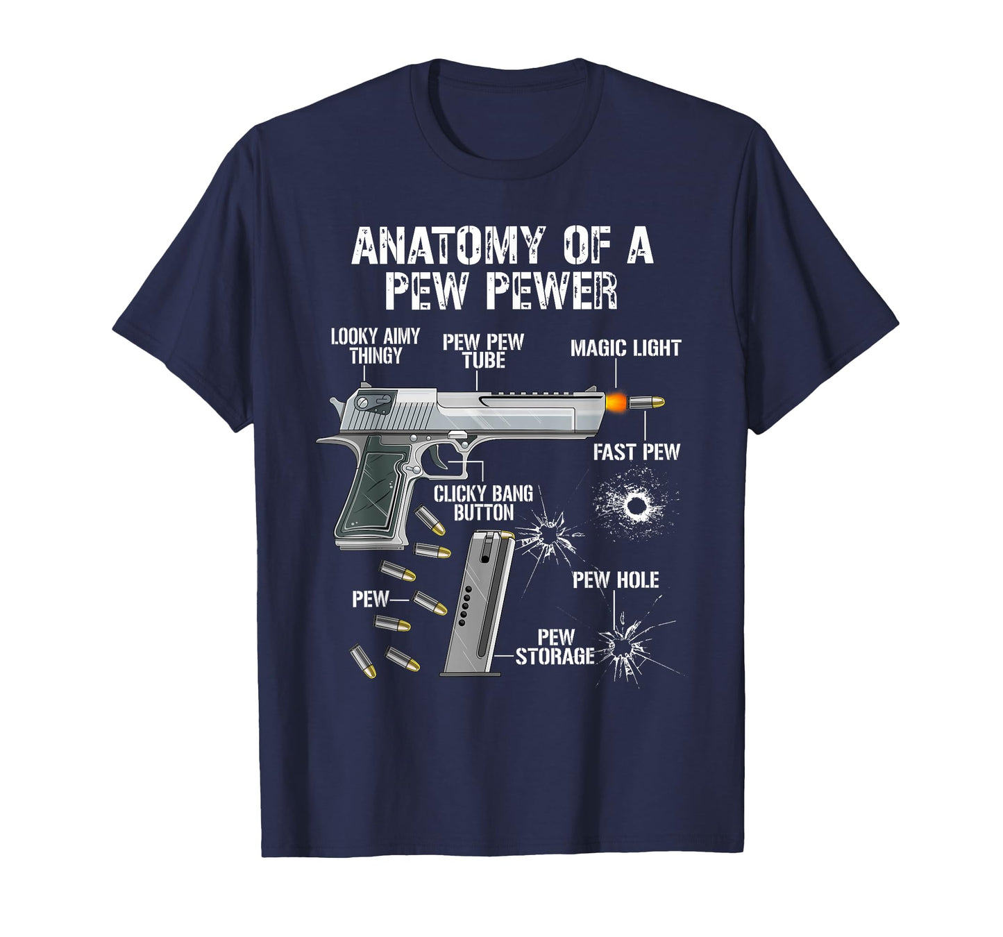 Anatomy of a Pew Pewer Funny Pistols 9 mm Sports Shooters T-Shirt