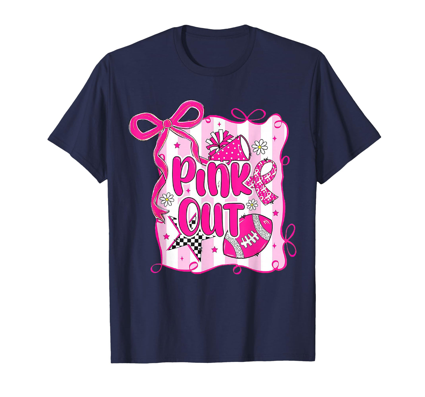 Football Pink Out Team Breast Cancer Awareness Month Womens T-Shirt