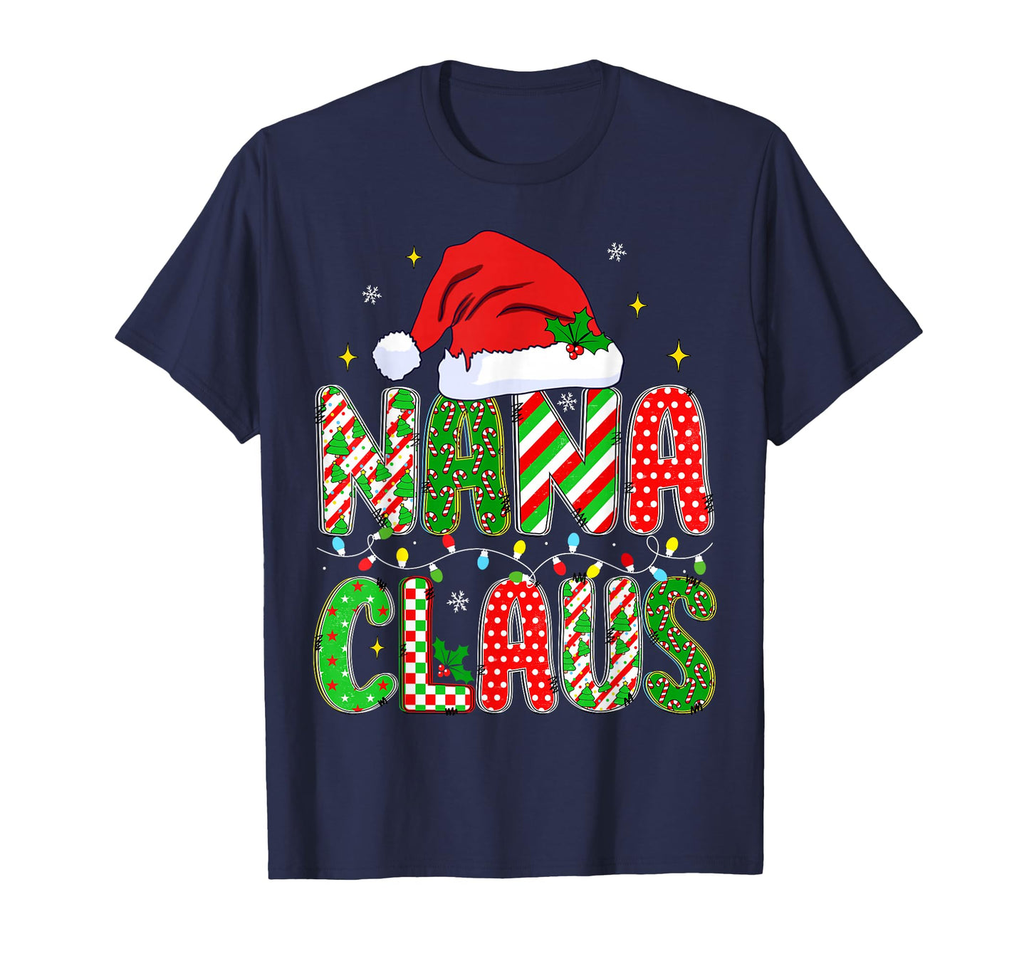 HUGvyn Christmas Nana Claus Mom Women Family Pajama Matching T-Shirt