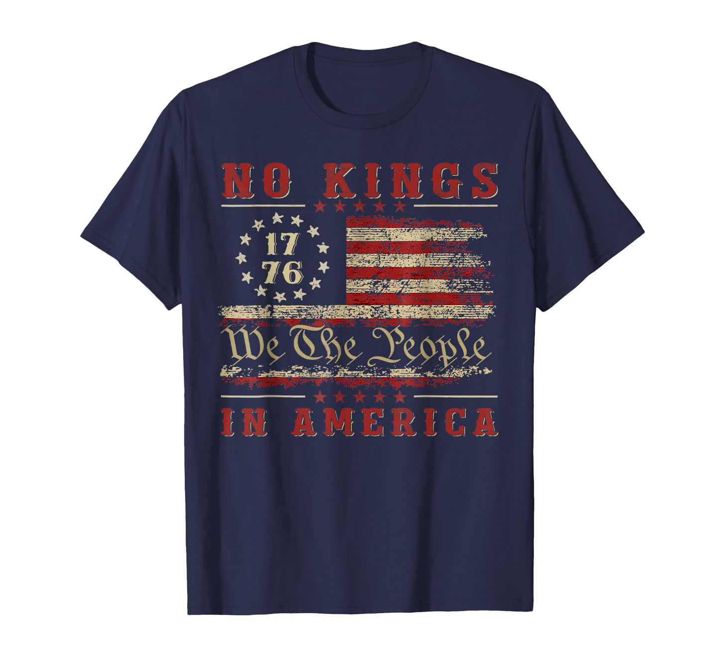 Retro June 14th No Kings In America 1776 USA Flag Men Women T-Shirt