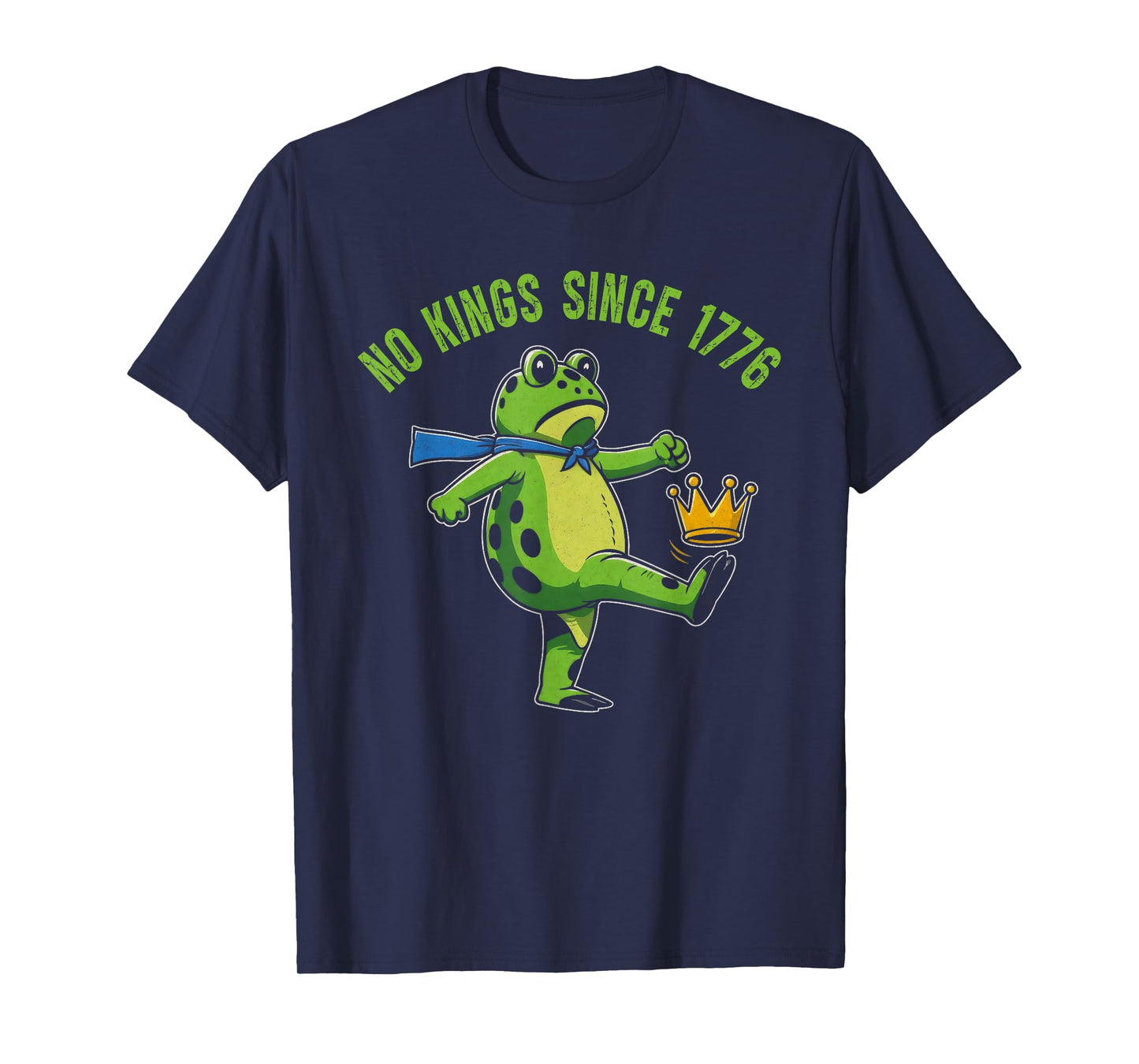 No Kings Since 1776 Portland Frog Kicking Crown Retro T-Shirt